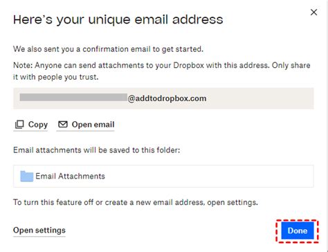 dropbox email address.